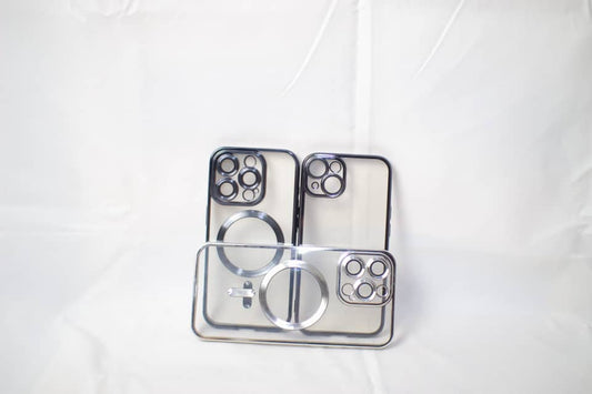 Transparent Magnetic Phone Case with Metal Camera Ring
